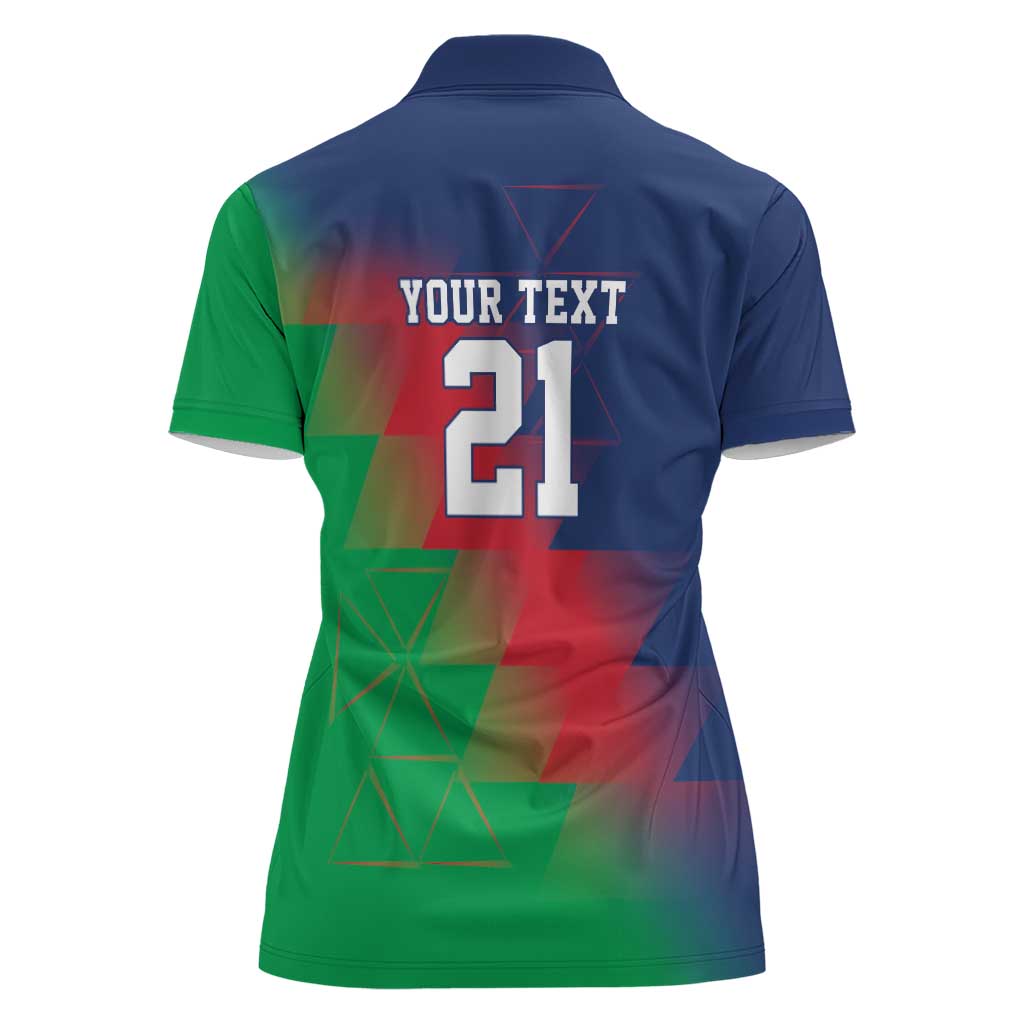 Namibia Cricket Custom Women Polo Shirt Namibian Gold Sun Flag Motif - Wonder Print Shop