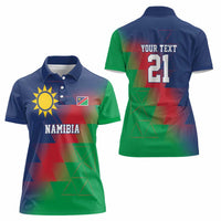Namibia Cricket Custom Women Polo Shirt Namibian Gold Sun Flag Motif - Wonder Print Shop