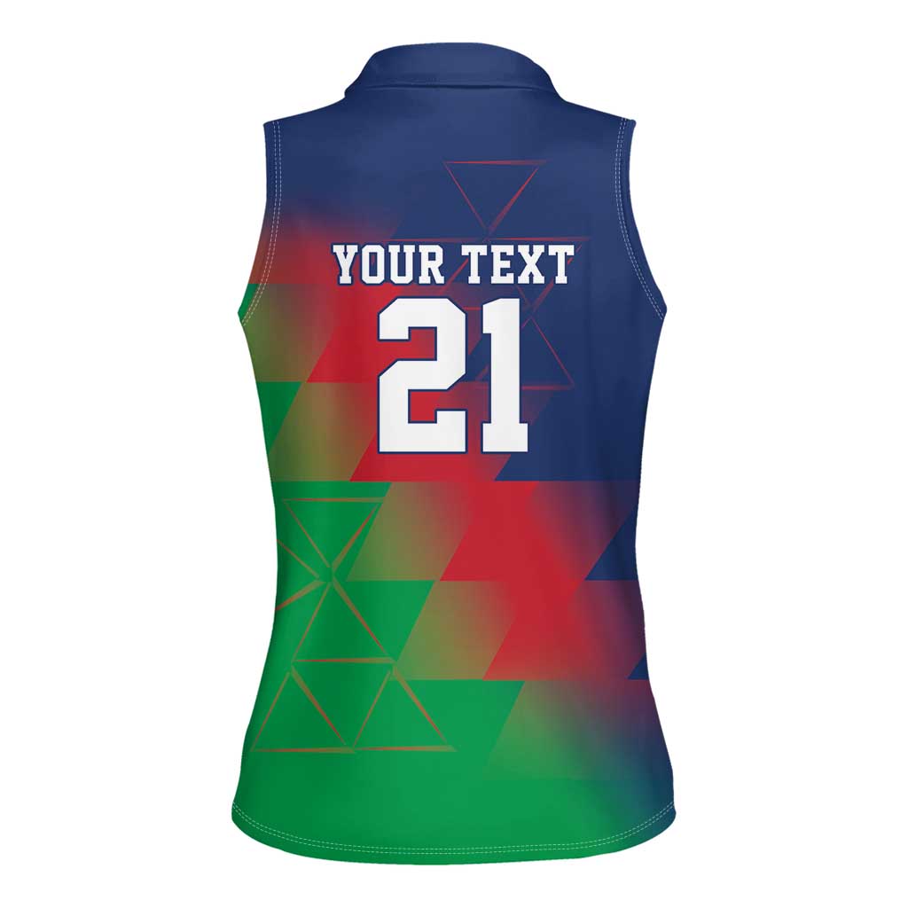 Namibia Cricket Custom Women Sleeveless Polo Shirt Namibian Gold Sun Flag Motif - Wonder Print Shop