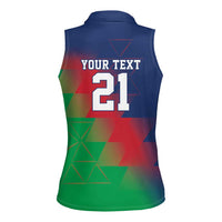 Namibia Cricket Custom Women Sleeveless Polo Shirt Namibian Gold Sun Flag Motif - Wonder Print Shop