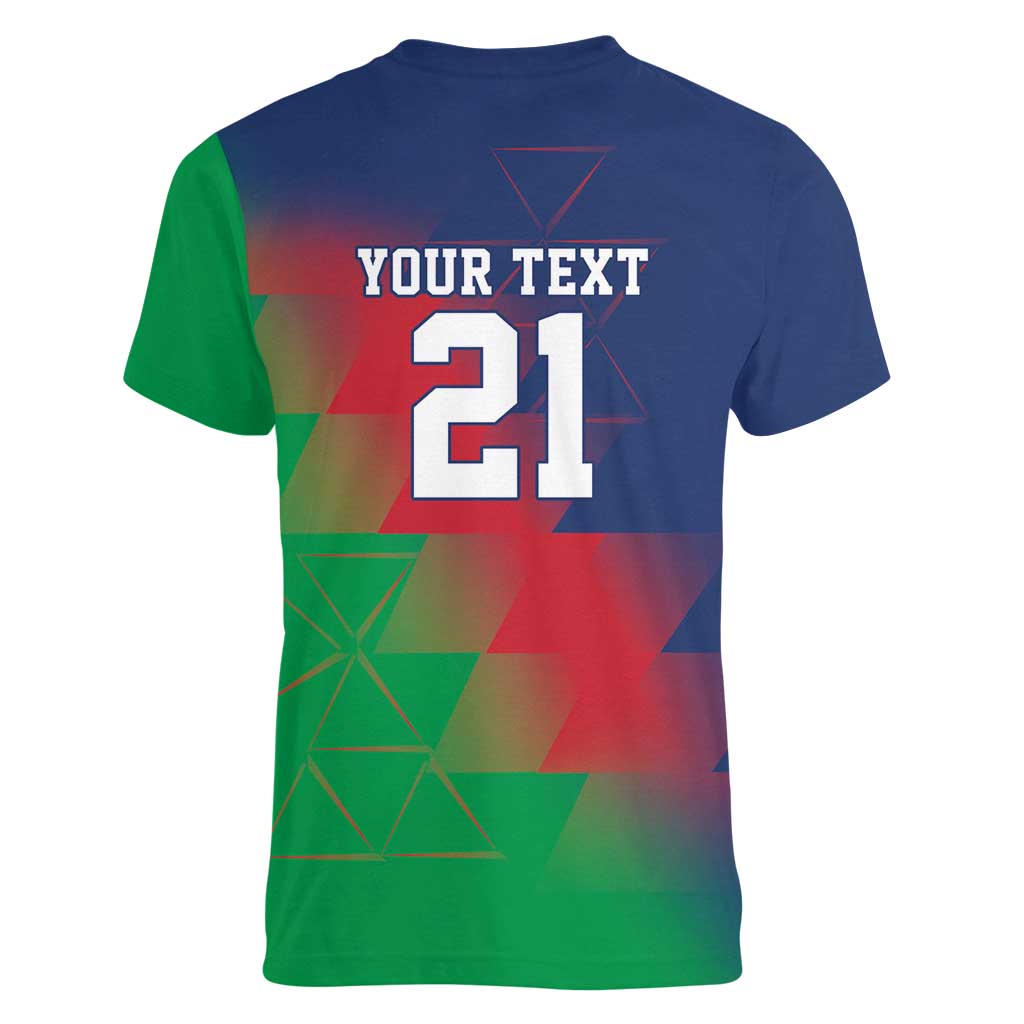 Namibia Cricket Custom Women V-Neck T-Shirt Namibian Gold Sun Flag Motif - Wonder Print Shop