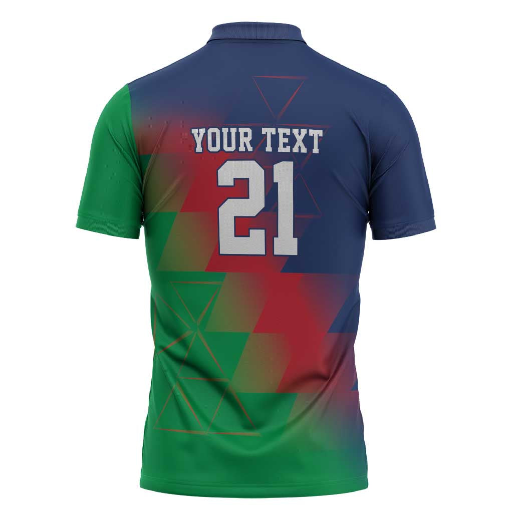 Namibia Cricket Custom Zipper Polo Shirt Namibian Gold Sun Flag Motif - Wonder Print Shop