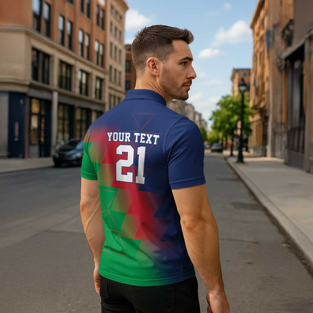 Namibia Cricket Custom Zipper Polo Shirt Namibian Gold Sun Flag Motif - Wonder Print Shop