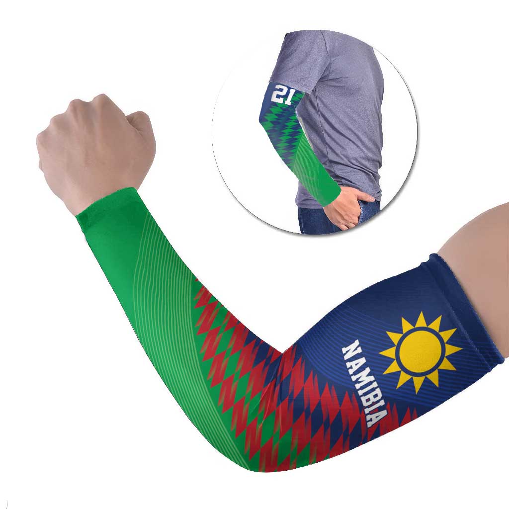 Namibia Cricket Custom Arm Sleeves Namibian Sporty Pattern Flag Motif - Wonder Print Shop