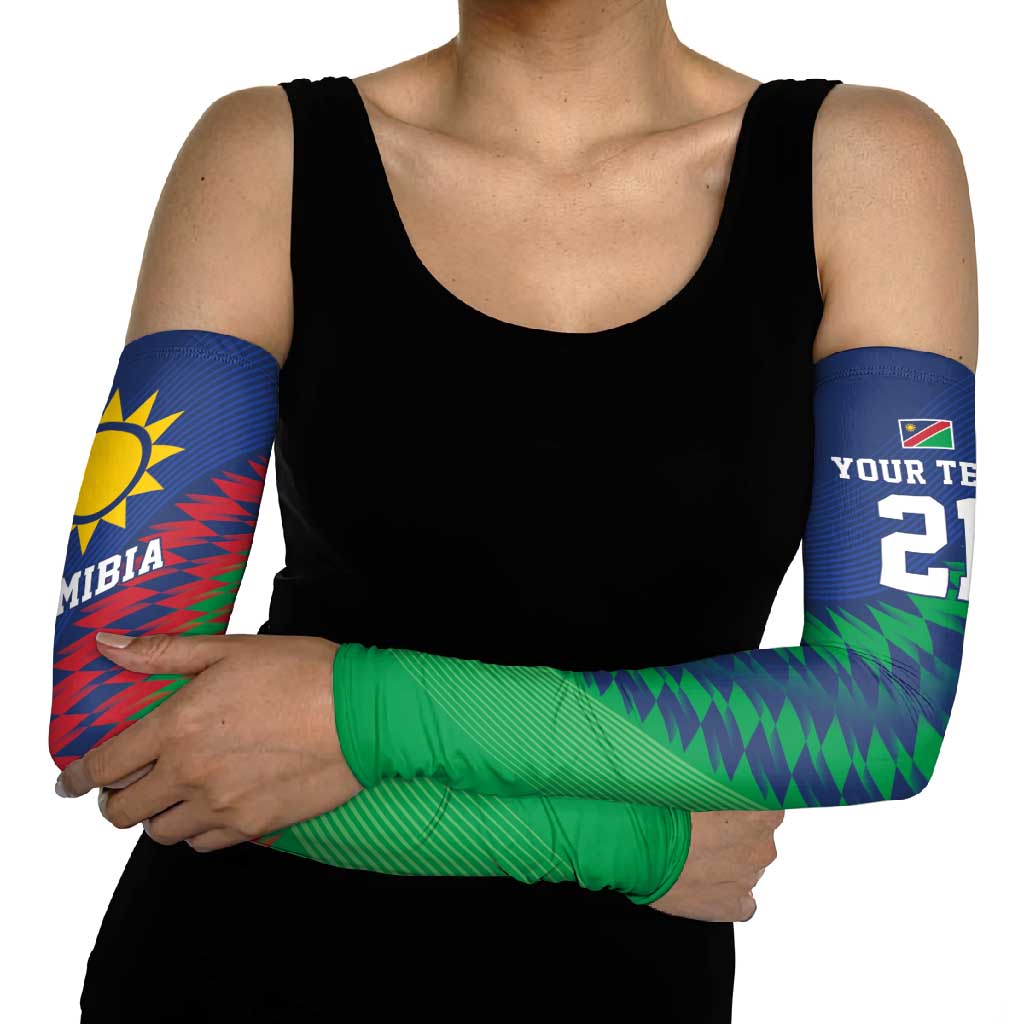 Namibia Cricket Custom Arm Sleeves Namibian Sporty Pattern Flag Motif - Wonder Print Shop