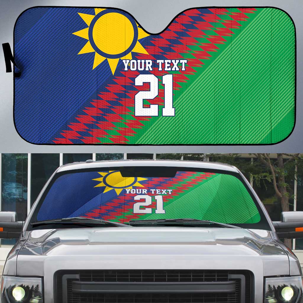 Namibia Cricket Custom Auto Sun Shade Namibian Sporty Pattern Flag Motif - Wonder Print Shop