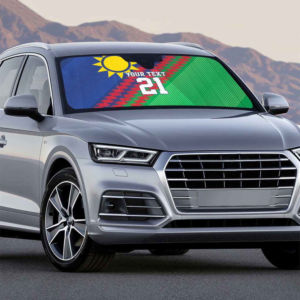 Namibia Cricket Custom Auto Sun Shade Namibian Sporty Pattern Flag Motif - Wonder Print Shop