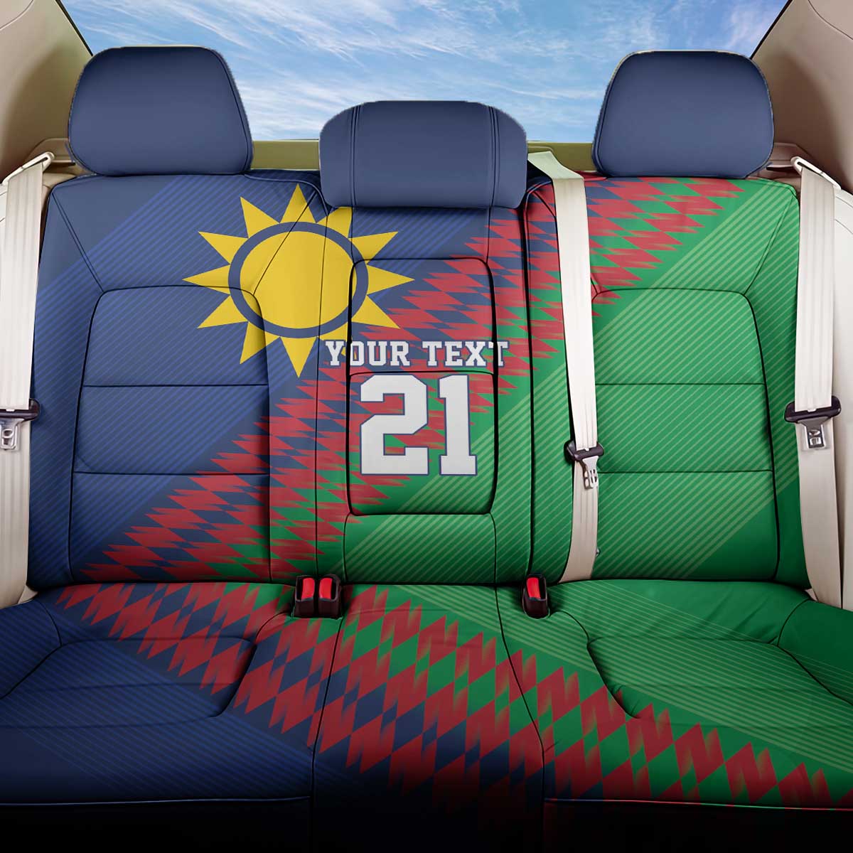 Namibia Cricket Custom Back Car Seat Cover Namibian Sporty Pattern Flag Motif - Wonder Print Shop