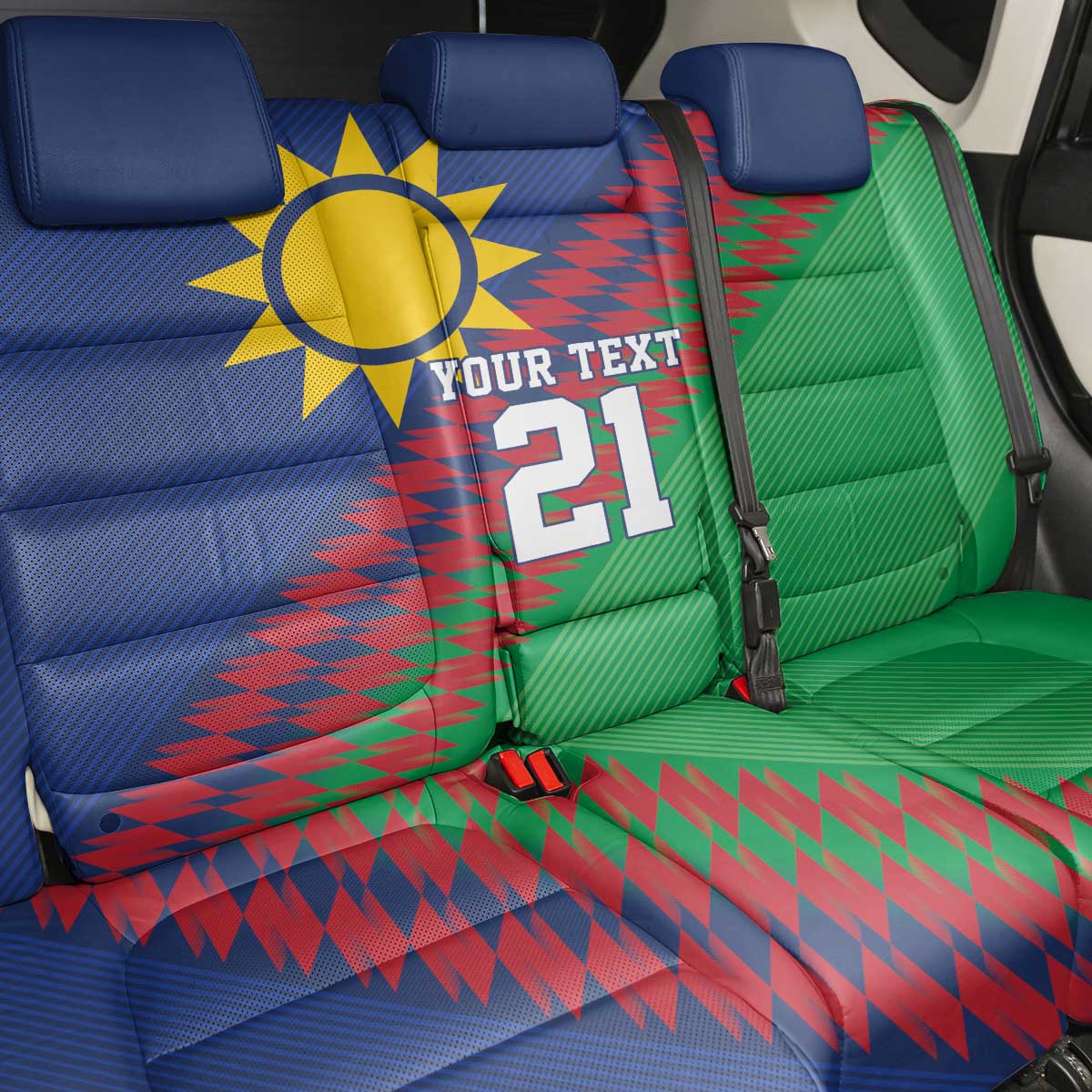 Namibia Cricket Custom Back Car Seat Cover Namibian Sporty Pattern Flag Motif - Wonder Print Shop