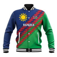 Namibia Cricket Custom Baseball Jacket Namibian Sporty Pattern Flag Motif - Wonder Print Shop