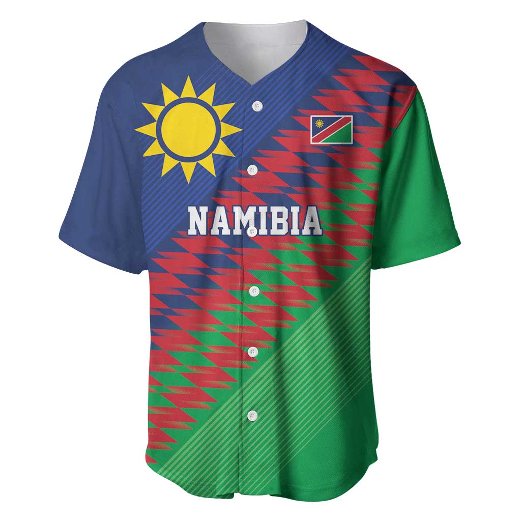 Namibia Cricket Custom Baseball Jersey Namibian Sporty Pattern Flag Motif - Wonder Print Shop