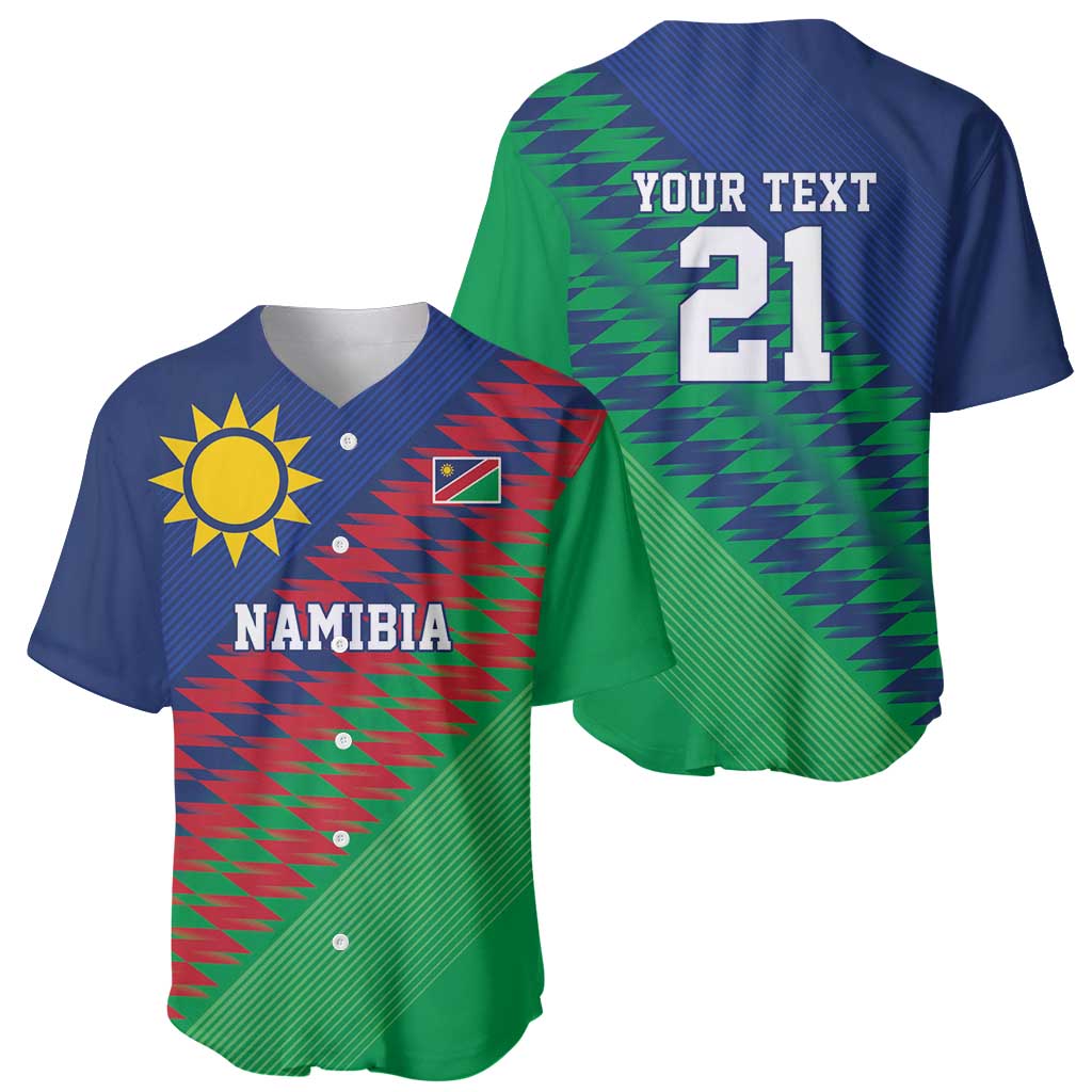 Namibia Cricket Custom Baseball Jersey Namibian Sporty Pattern Flag Motif - Wonder Print Shop