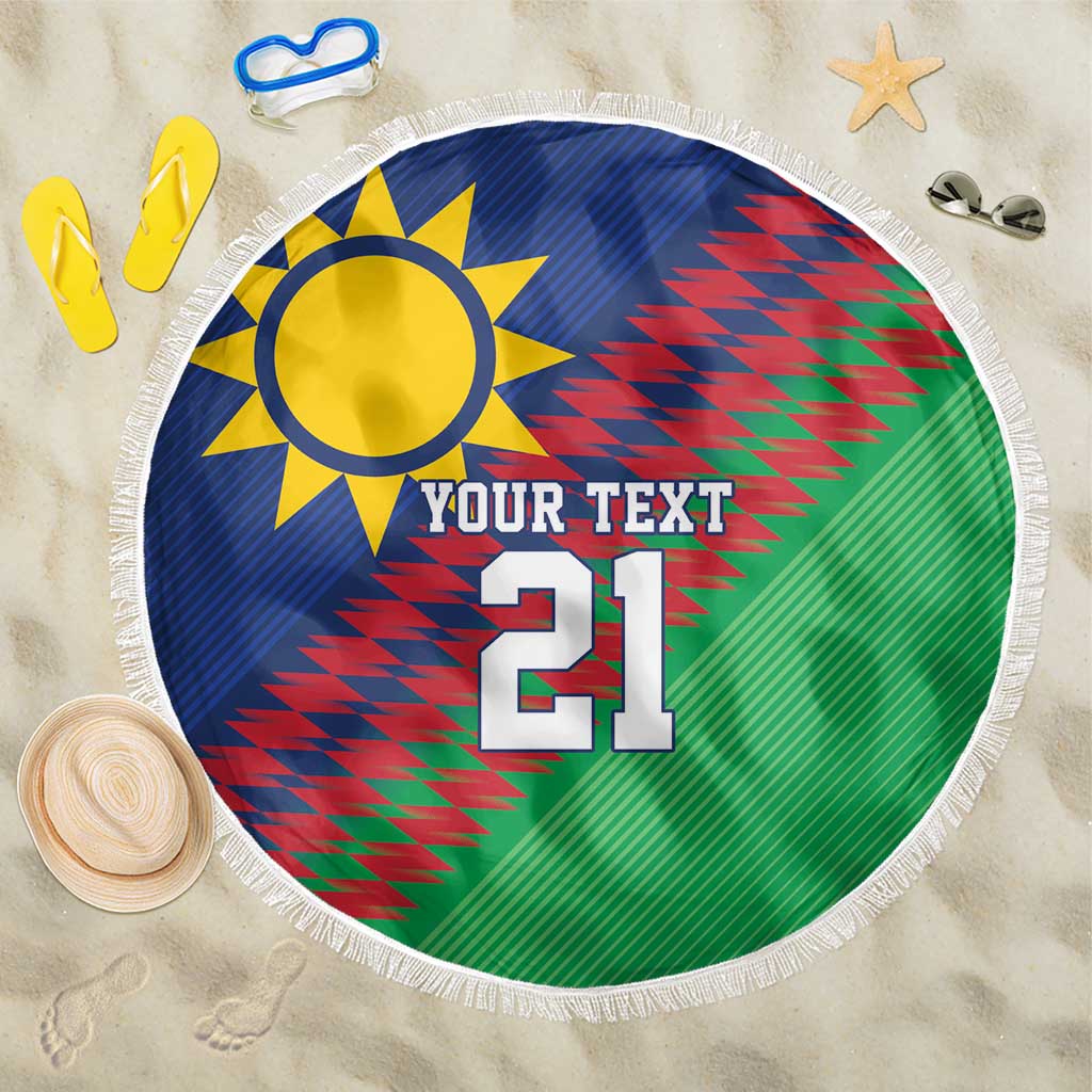 Namibia Cricket Custom Beach Blanket Namibian Sporty Pattern Flag Motif - Wonder Print Shop