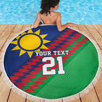 Namibia Cricket Custom Beach Blanket Namibian Sporty Pattern Flag Motif - Wonder Print Shop