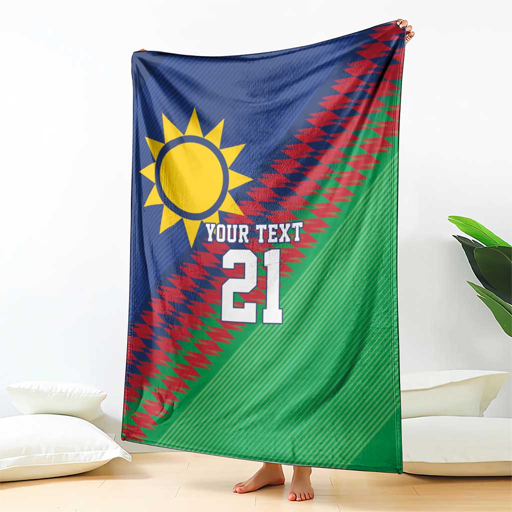Namibia Cricket Custom Blanket Namibian Sporty Pattern Flag Motif - Wonder Print Shop