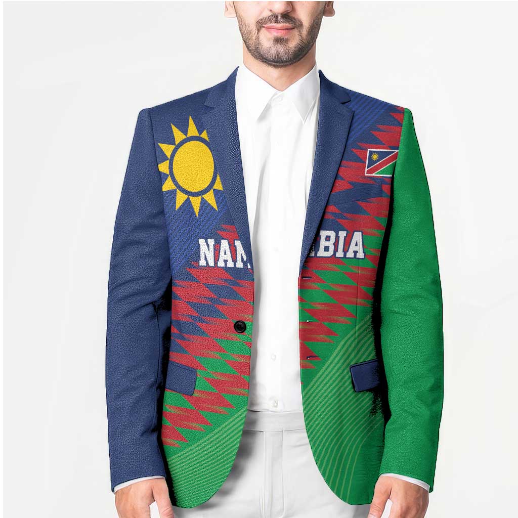 Namibia Cricket Custom Blazer Namibian Sporty Pattern Flag Motif - Wonder Print Shop