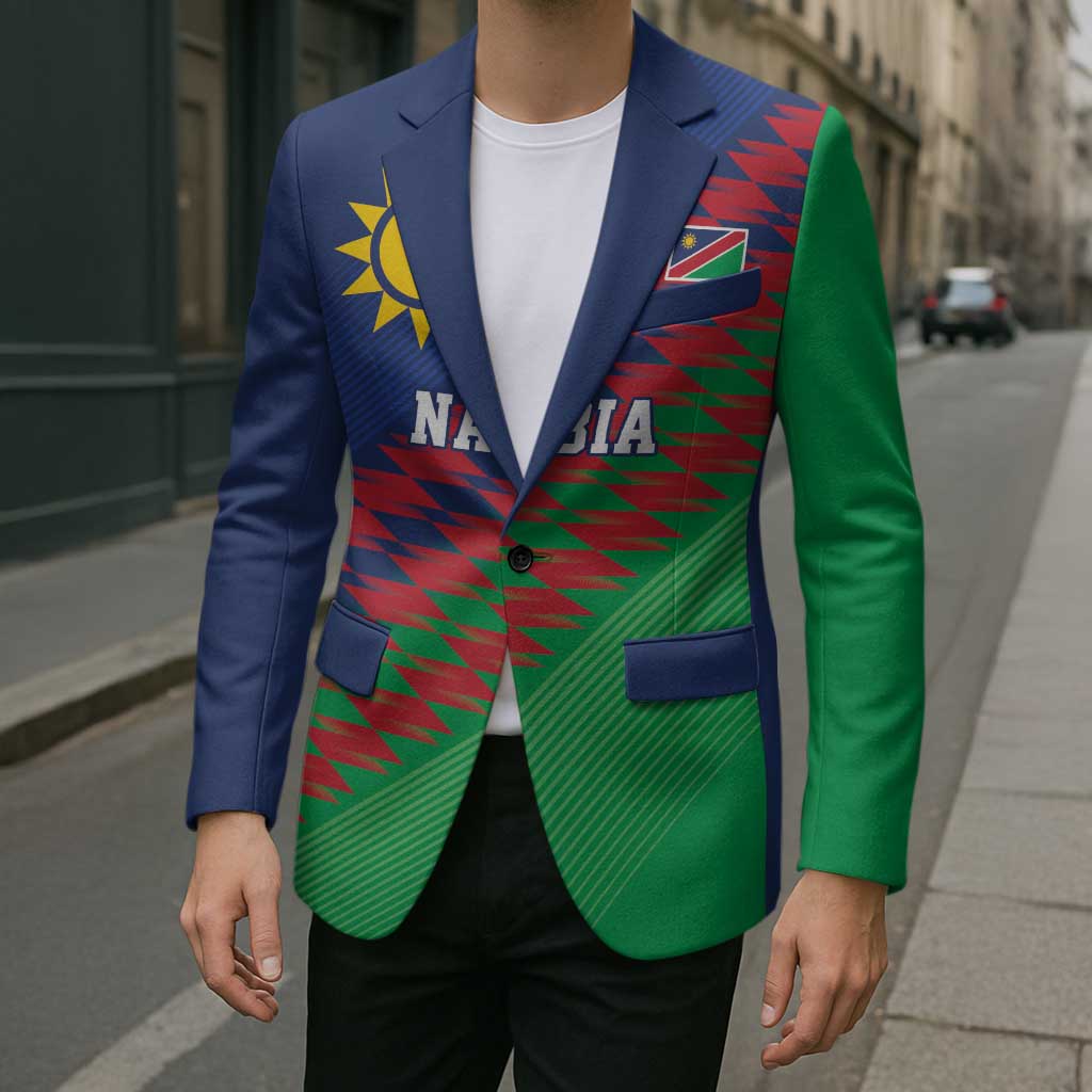 Namibia Cricket Custom Blazer Namibian Sporty Pattern Flag Motif - Wonder Print Shop