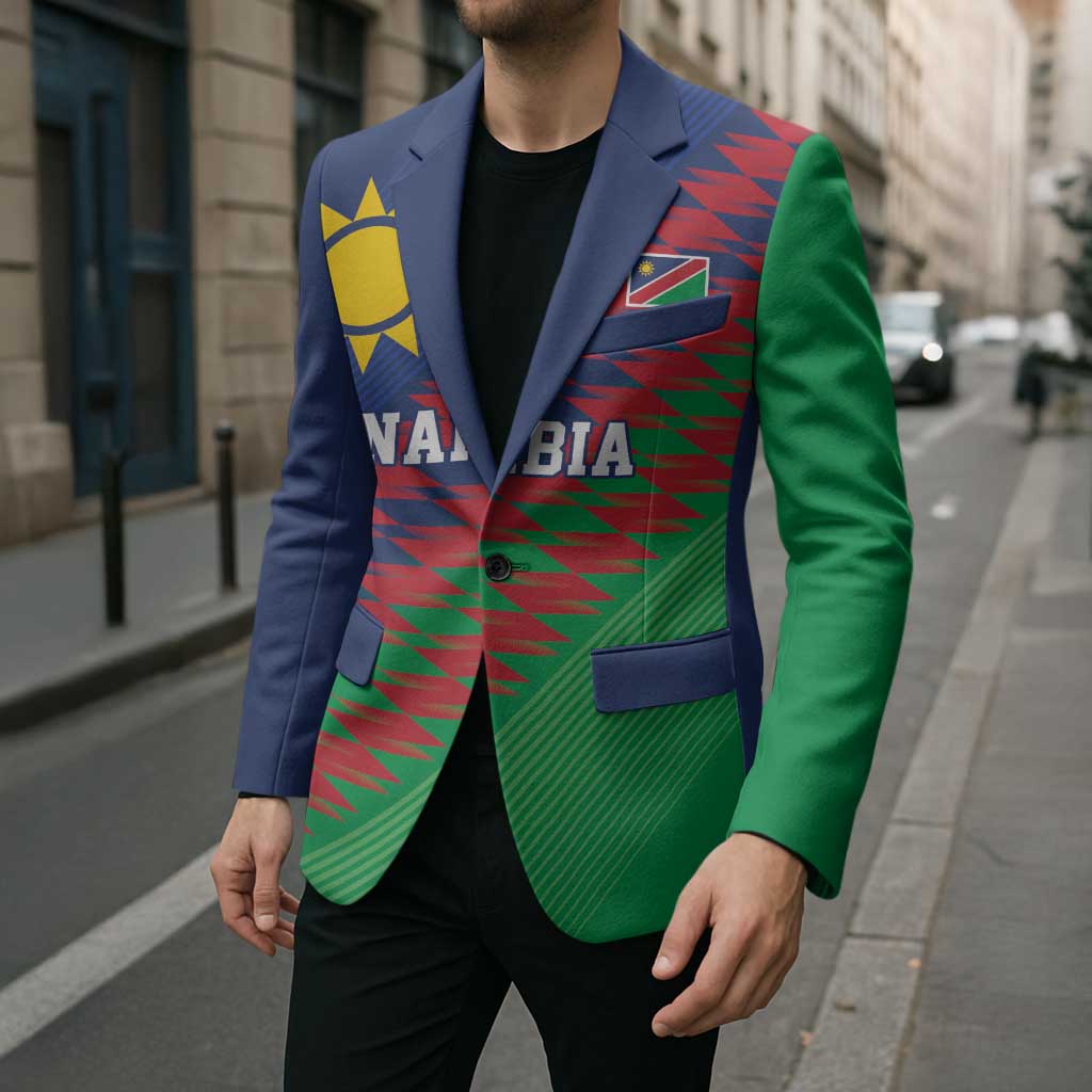Namibia Cricket Custom Blazer Namibian Sporty Pattern Flag Motif - Wonder Print Shop