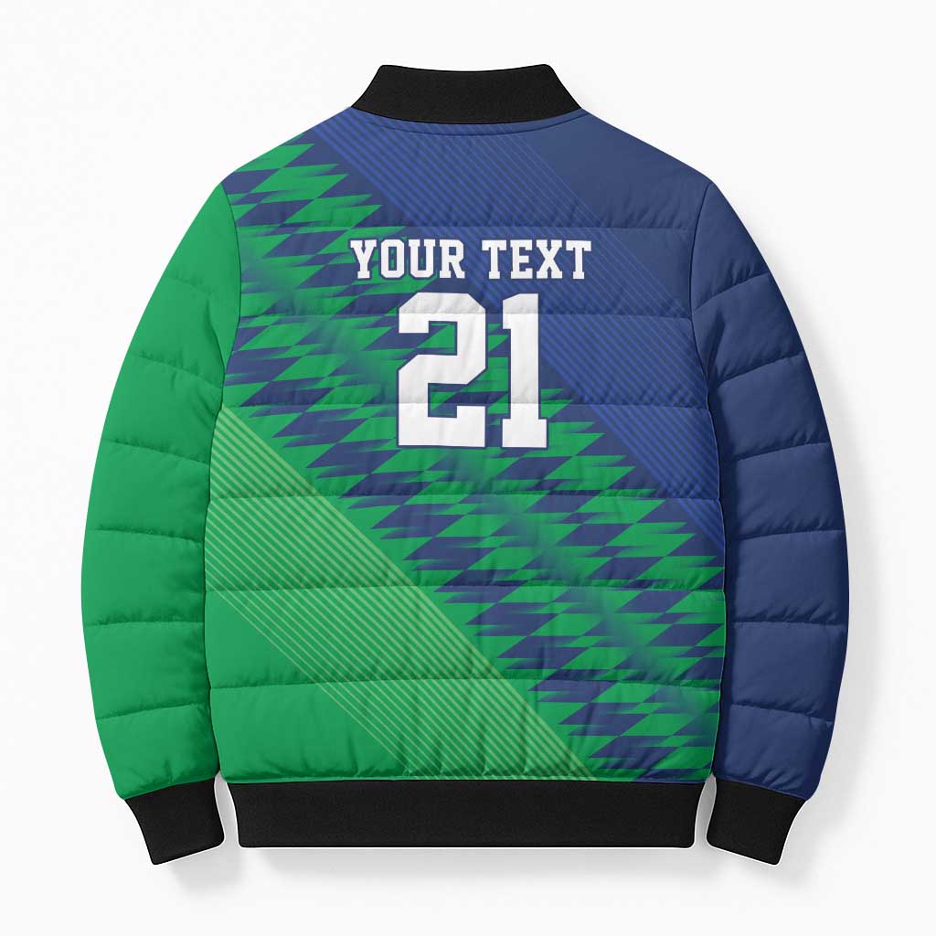 Namibia Cricket Custom Bomber Puffer Jacket Namibian Sporty Pattern Flag Motif - Wonder Print Shop