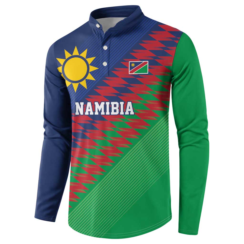 Namibia Cricket Custom Button Sweatshirt Namibian Sporty Pattern Flag Motif - Wonder Print Shop