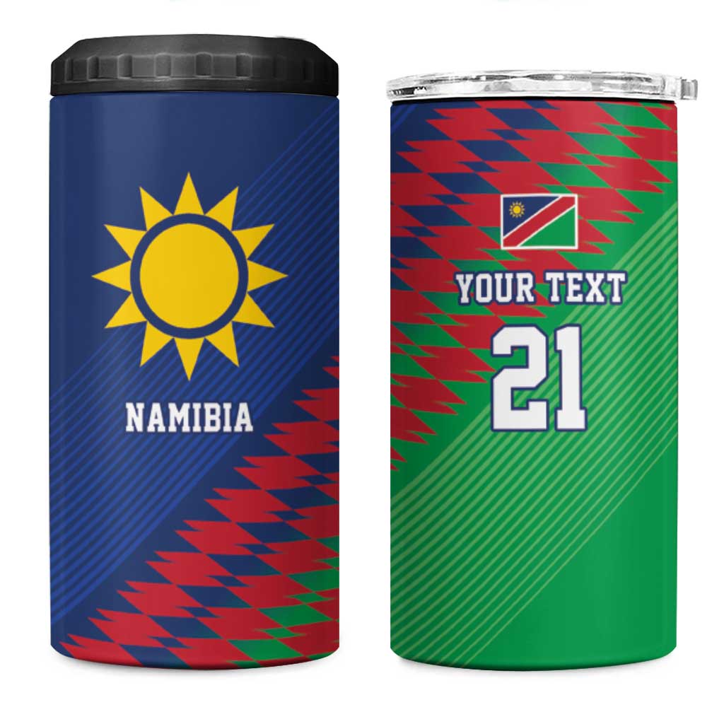 Namibia Cricket Custom 4 in 1 Can Cooler Tumbler Namibian Sporty Pattern Flag Motif - Wonder Print Shop