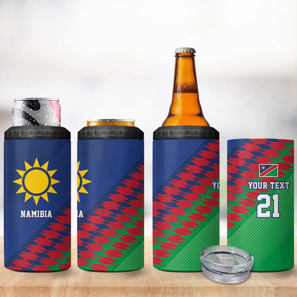 Namibia Cricket Custom 4 in 1 Can Cooler Tumbler Namibian Sporty Pattern Flag Motif - Wonder Print Shop