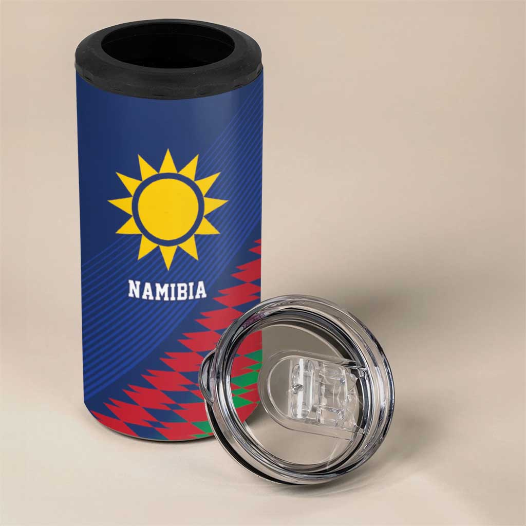 Namibia Cricket Custom 4 in 1 Can Cooler Tumbler Namibian Sporty Pattern Flag Motif - Wonder Print Shop