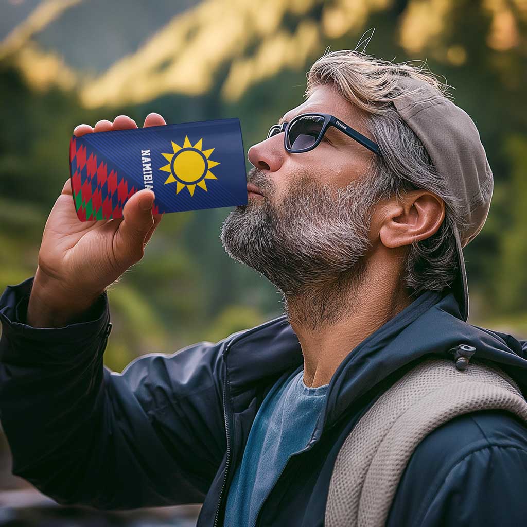 Namibia Cricket Custom 4 in 1 Can Cooler Tumbler Namibian Sporty Pattern Flag Motif - Wonder Print Shop