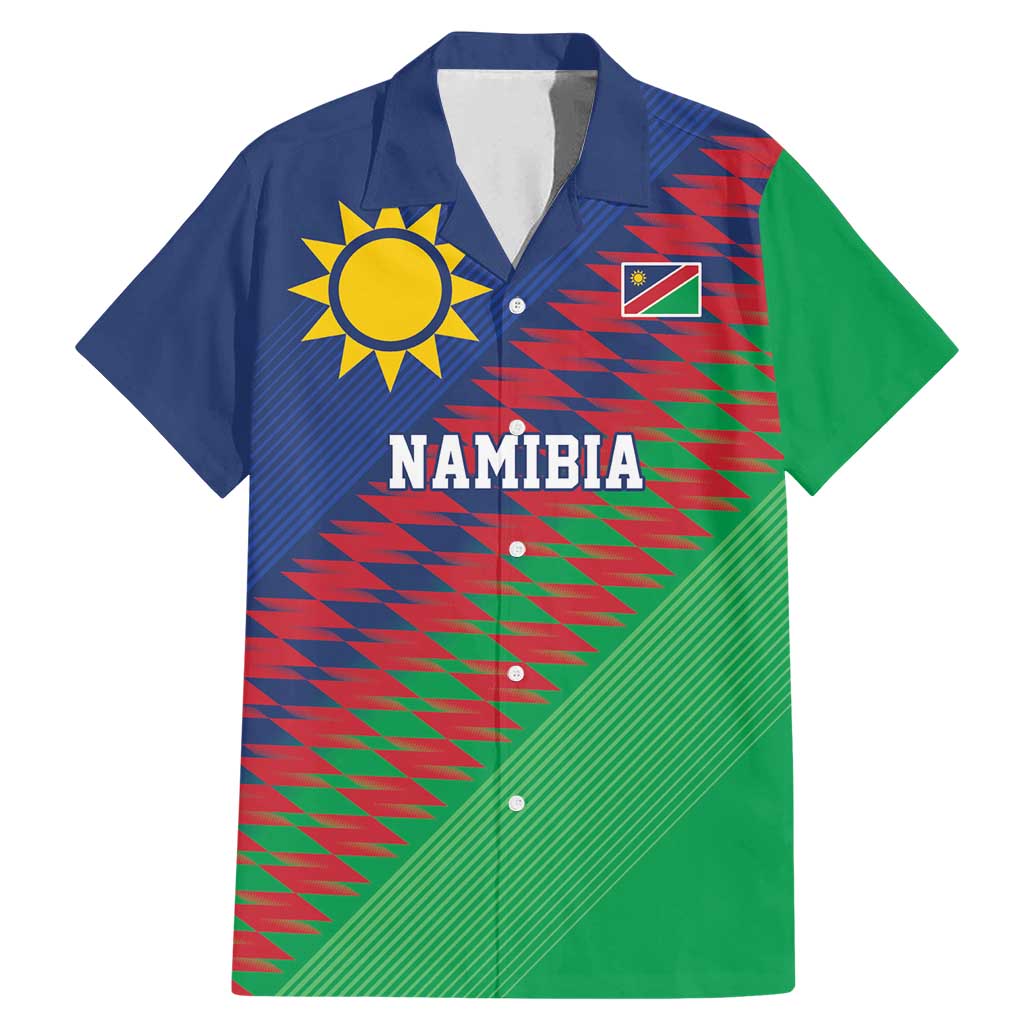 Namibia Cricket Custom Family Matching Mermaid Dress and Hawaiian Shirt Namibian Sporty Pattern Flag Motif - Wonder Print Shop