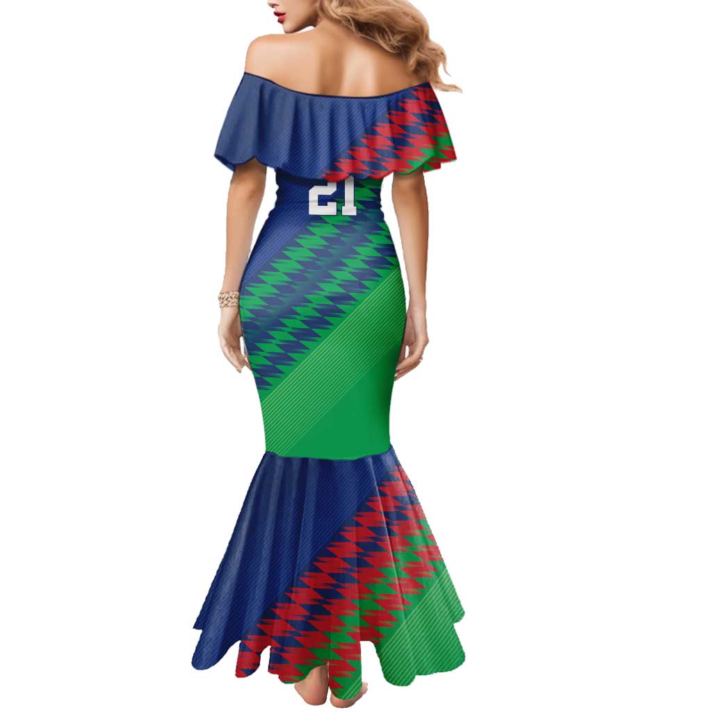 Namibia Cricket Custom Family Matching Mermaid Dress and Hawaiian Shirt Namibian Sporty Pattern Flag Motif - Wonder Print Shop