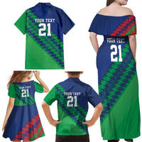 Namibia Cricket Custom Family Matching Off Shoulder Maxi Dress and Hawaiian Shirt Namibian Sporty Pattern Flag Motif - Wonder Print Shop