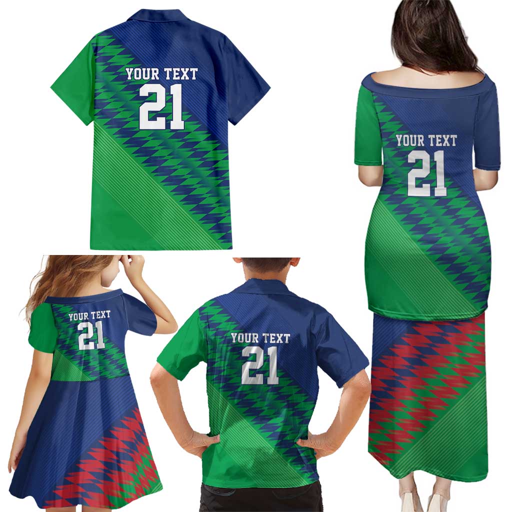 Namibia Cricket Custom Family Matching Puletasi and Hawaiian Shirt Namibian Sporty Pattern Flag Motif - Wonder Print Shop