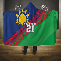 Namibia Cricket Custom Hooded Blanket Namibian Sporty Pattern Flag Motif - Wonder Print Shop