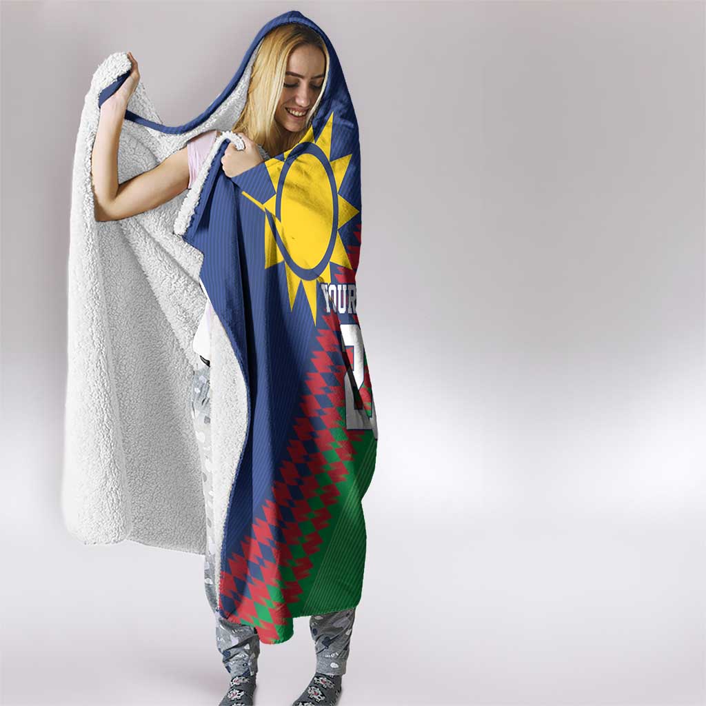 Namibia Cricket Custom Hooded Blanket Namibian Sporty Pattern Flag Motif - Wonder Print Shop