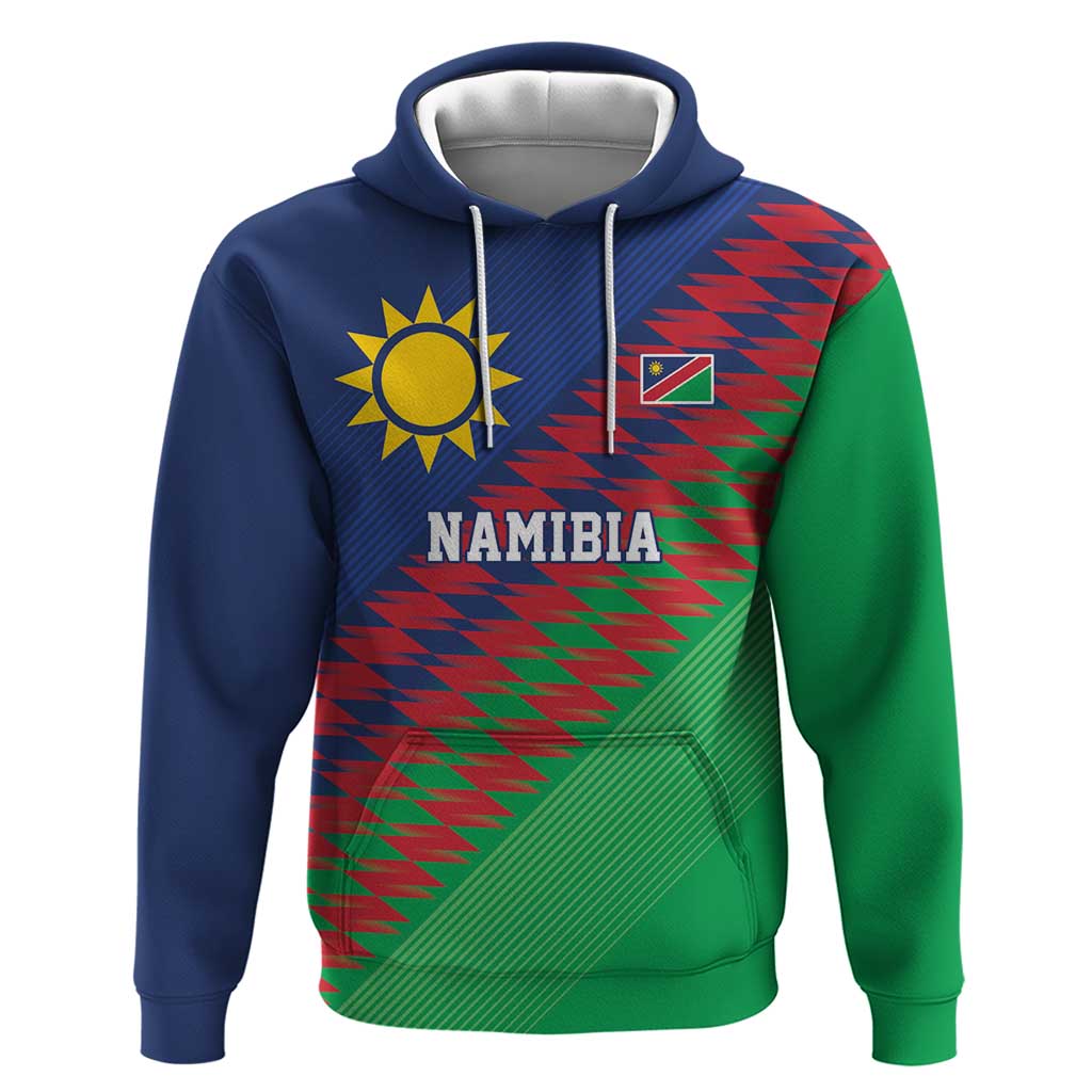 Namibia Cricket Custom Hoodie Namibian Sporty Pattern Flag Motif - Wonder Print Shop