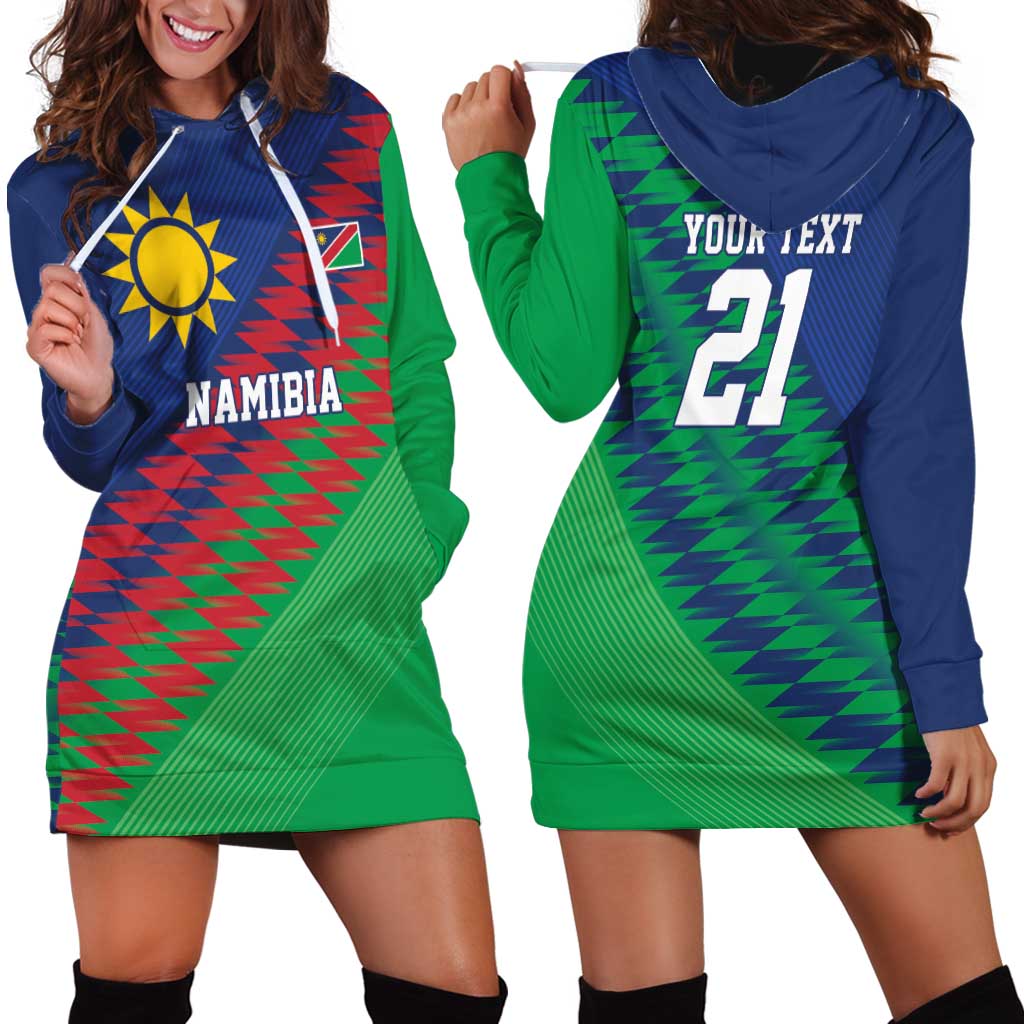 Namibia Cricket Custom Hoodie Dress Namibian Sporty Pattern Flag Motif - Wonder Print Shop