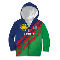 Namibia Cricket Custom Kid Hoodie Namibian Sporty Pattern Flag Motif - Wonder Print Shop