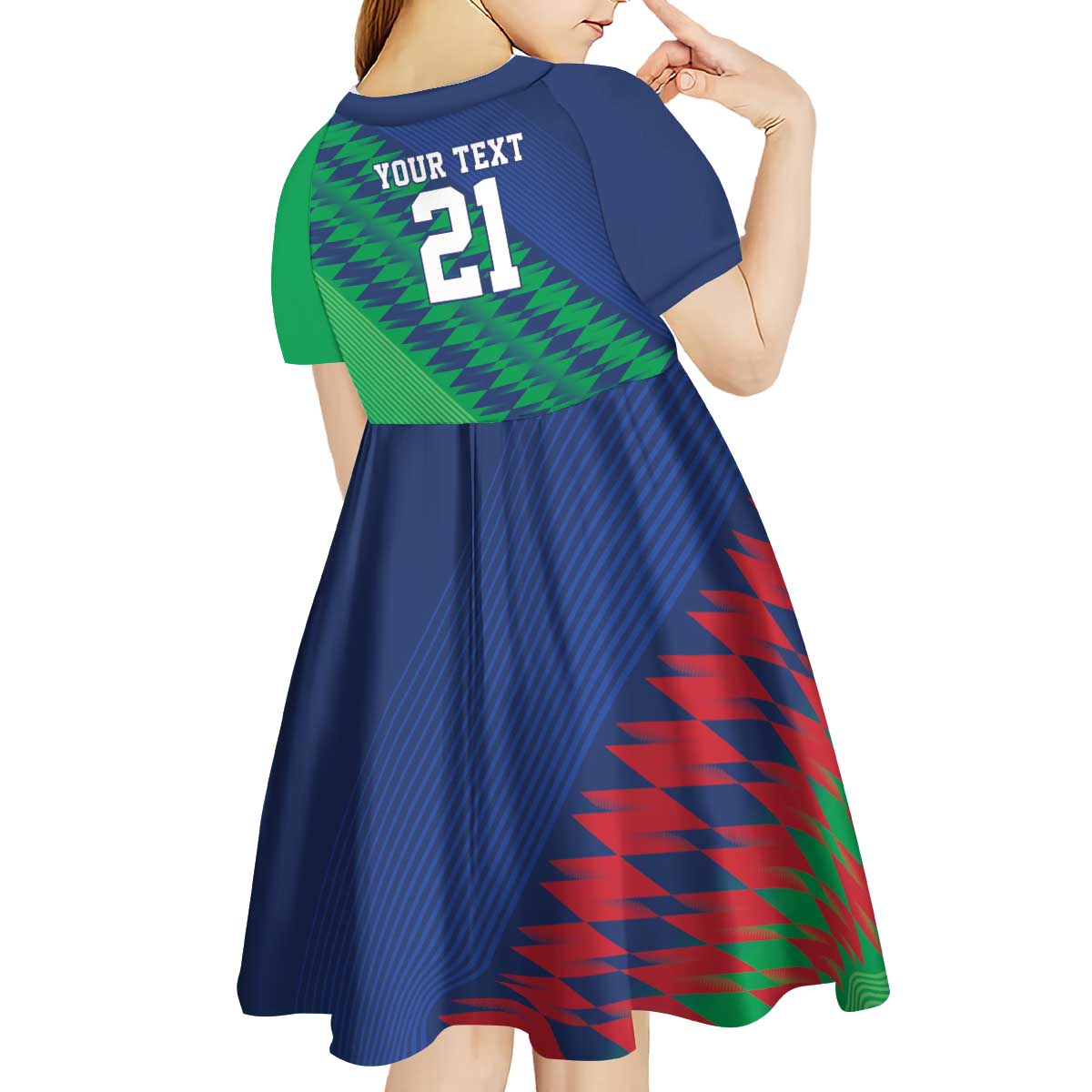 Namibia Cricket Custom Kid Short Sleeve Dress Namibian Sporty Pattern Flag Motif - Wonder Print Shop