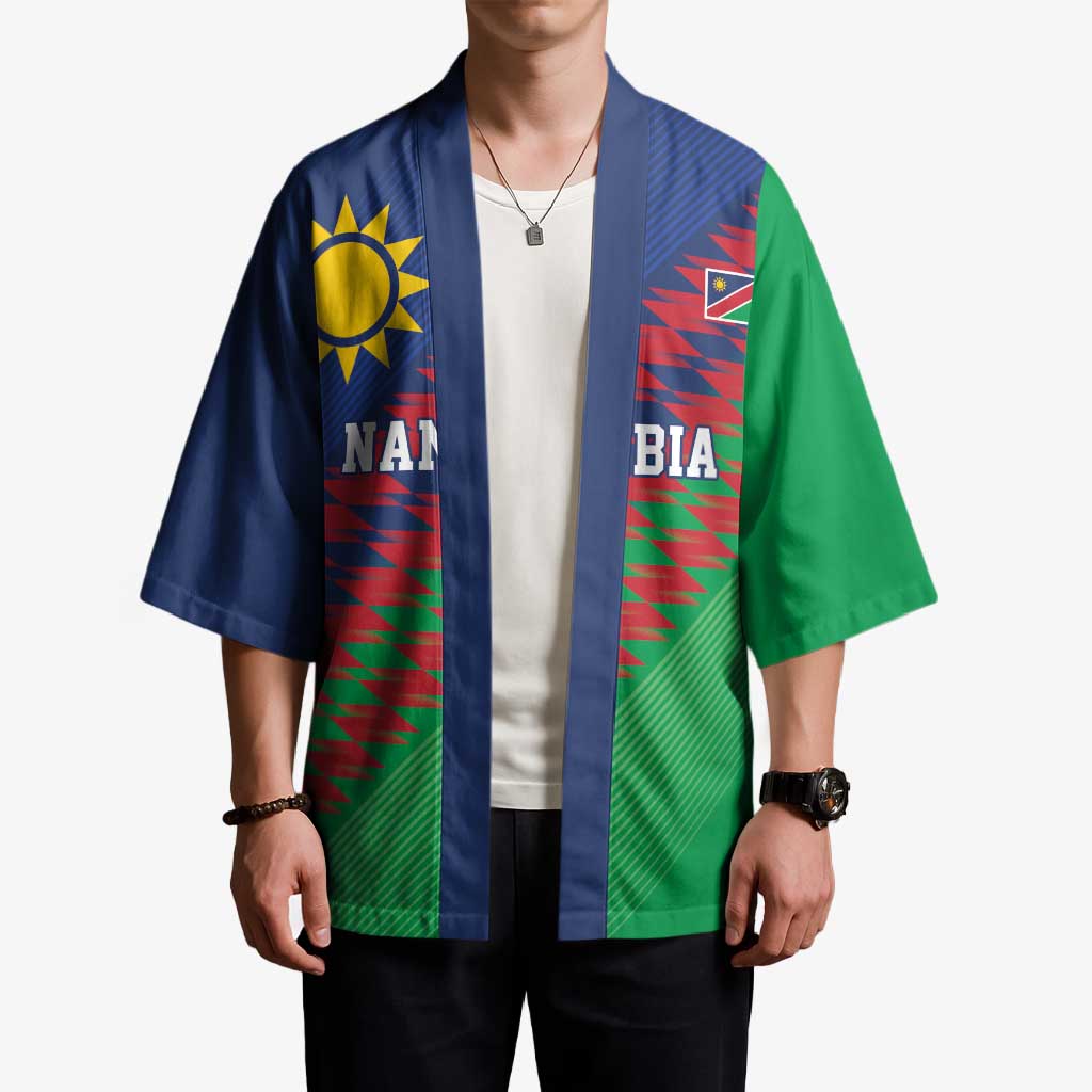 Namibia Cricket Custom Kimono Namibian Sporty Pattern Flag Motif - Wonder Print Shop