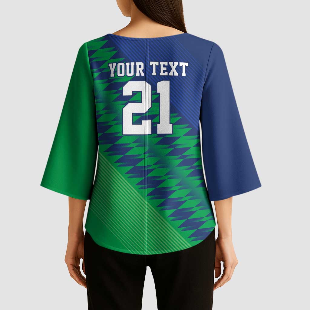 Namibia Cricket Custom Kimono Sleeve Blouse Namibian Sporty Pattern Flag Motif - Wonder Print Shop