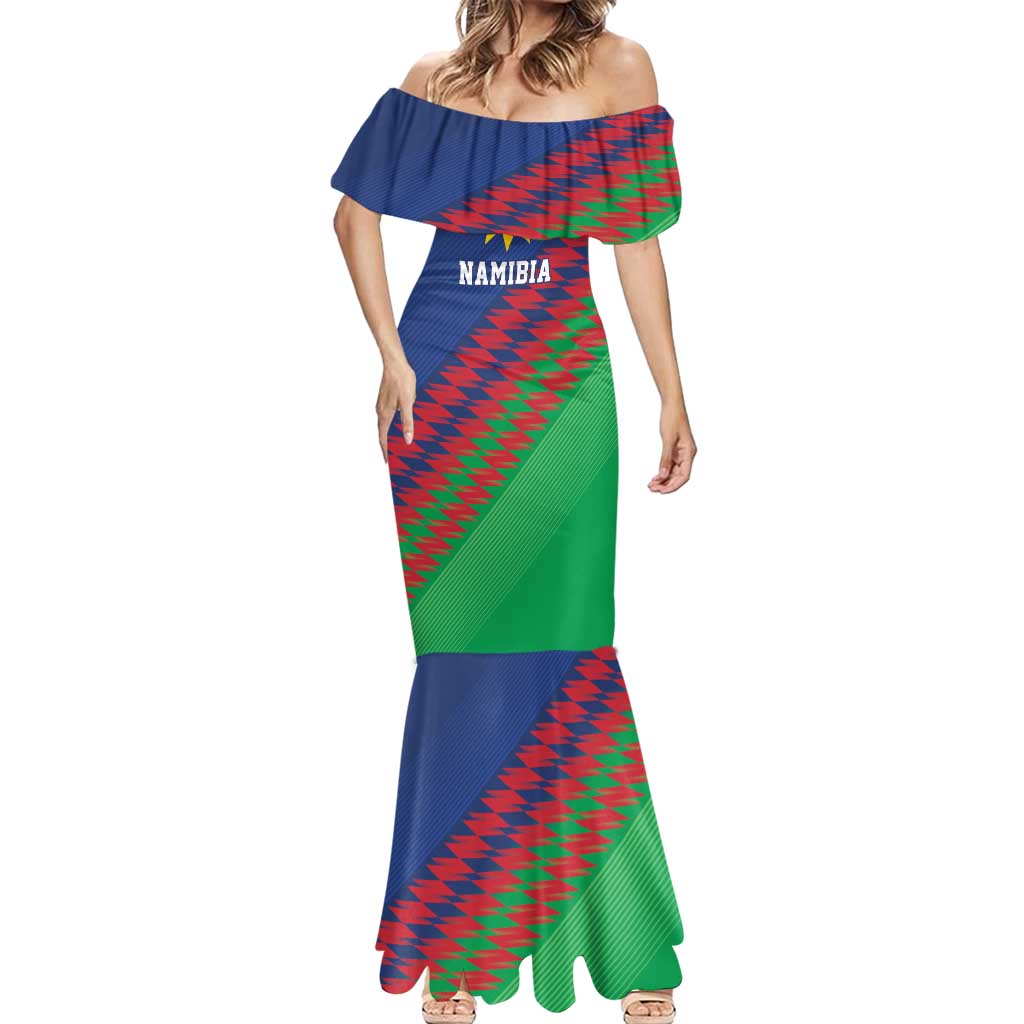 Namibia Cricket Custom Mermaid Dress Namibian Sporty Pattern Flag Motif - Wonder Print Shop