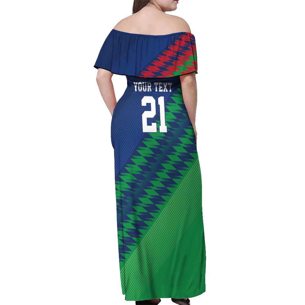 Namibia Cricket Custom Off Shoulder Maxi Dress Namibian Sporty Pattern Flag Motif - Wonder Print Shop