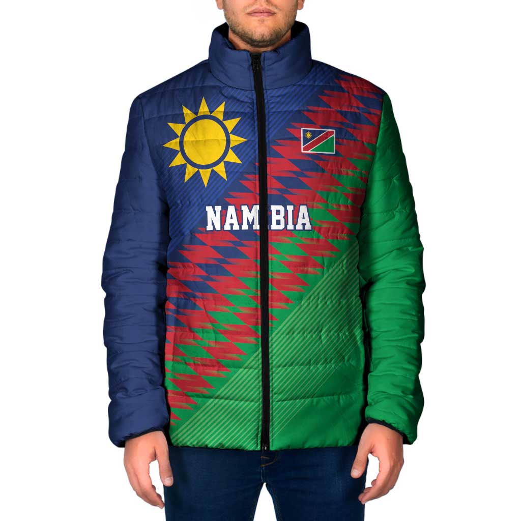 Namibia Cricket Custom Padded Jacket Namibian Sporty Pattern Flag Motif - Wonder Print Shop