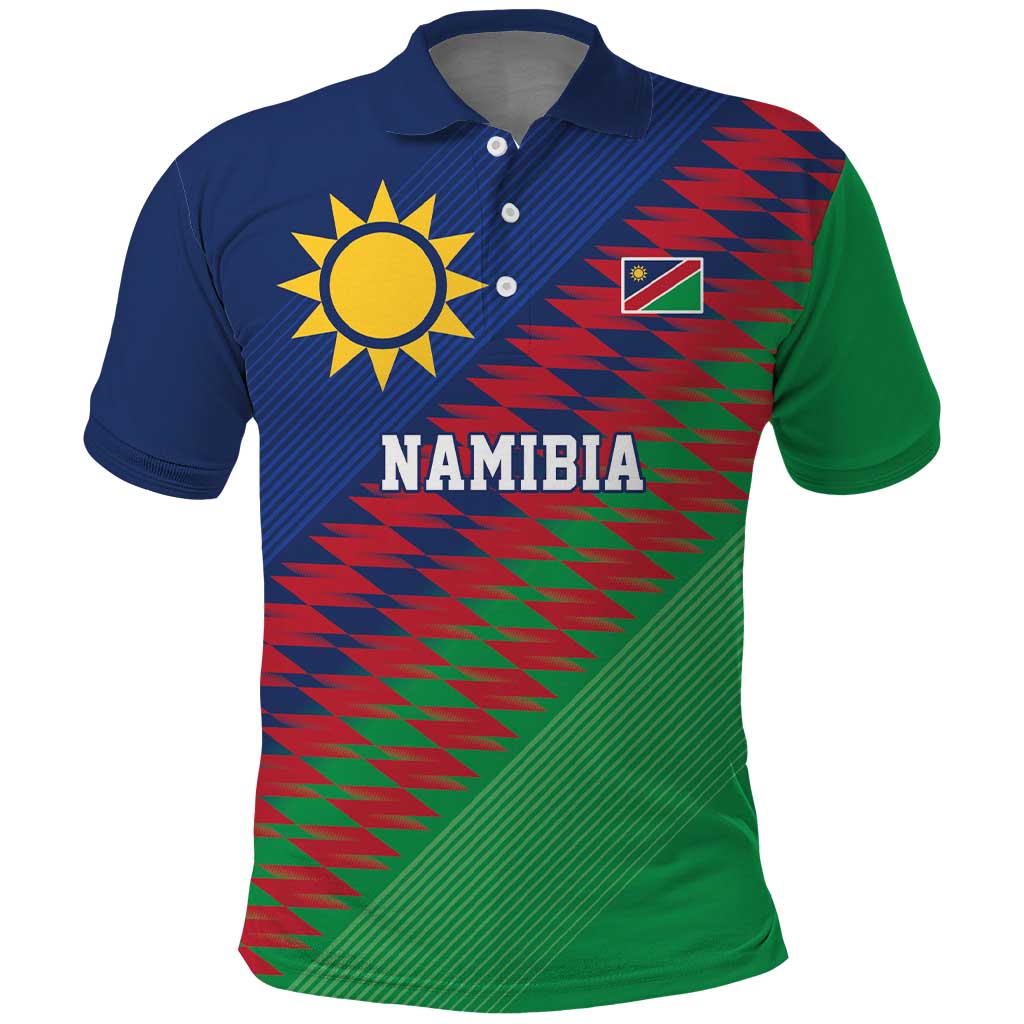 Namibia Cricket Custom Polo Shirt Namibian Sporty Pattern Flag Motif - Wonder Print Shop