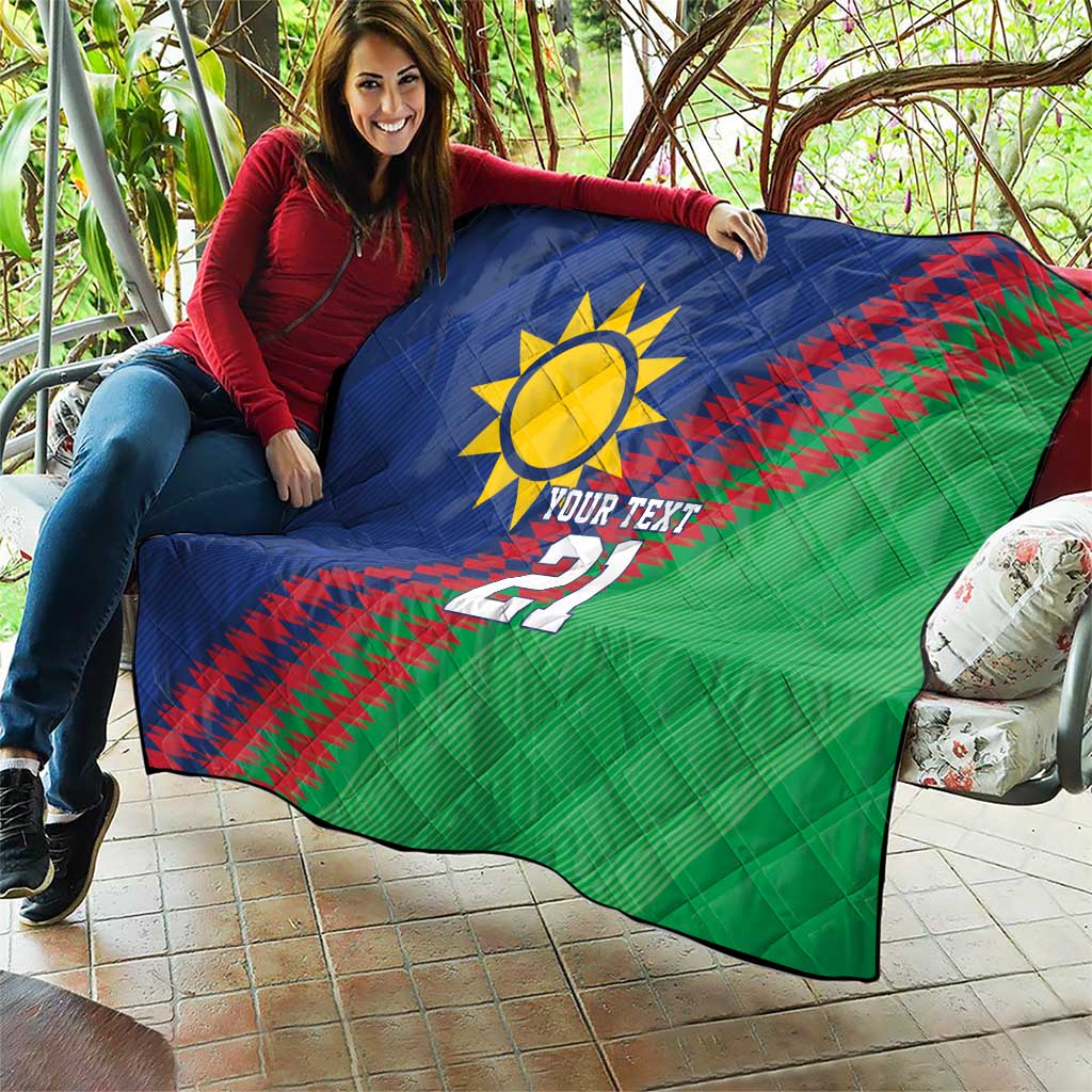 Namibia Cricket Custom Quilt Namibian Sporty Pattern Flag Motif - Wonder Print Shop