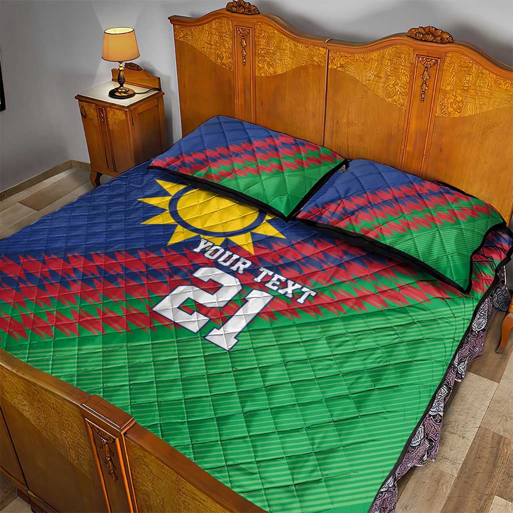 Namibia Cricket Custom Quilt Bed Set Namibian Sporty Pattern Flag Motif - Wonder Print Shop