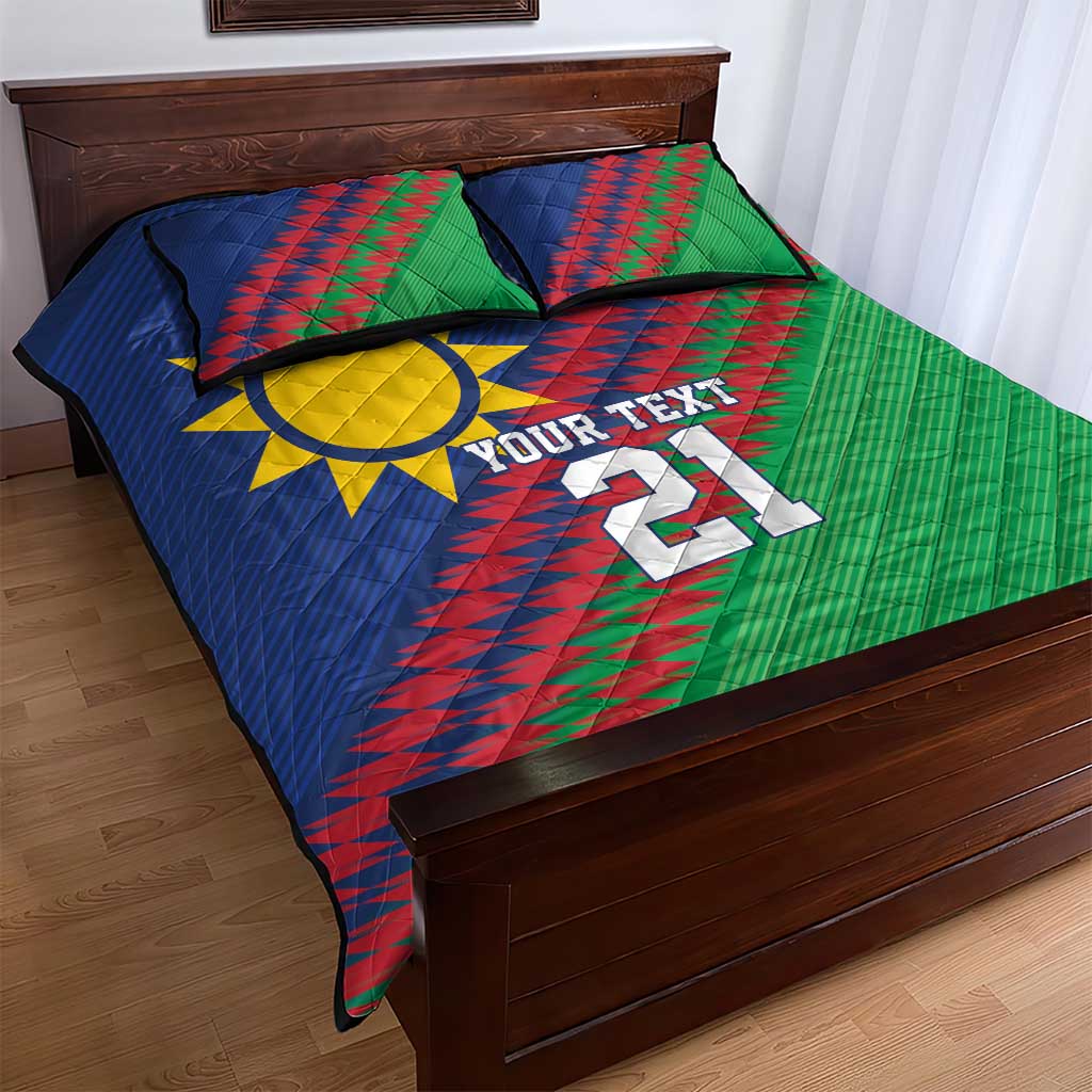 Namibia Cricket Custom Quilt Bed Set Namibian Sporty Pattern Flag Motif - Wonder Print Shop