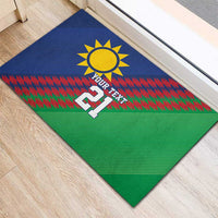 Namibia Cricket Custom Rubber Doormat Namibian Sporty Pattern Flag Motif - Wonder Print Shop