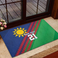 Namibia Cricket Custom Rubber Doormat Namibian Sporty Pattern Flag Motif - Wonder Print Shop