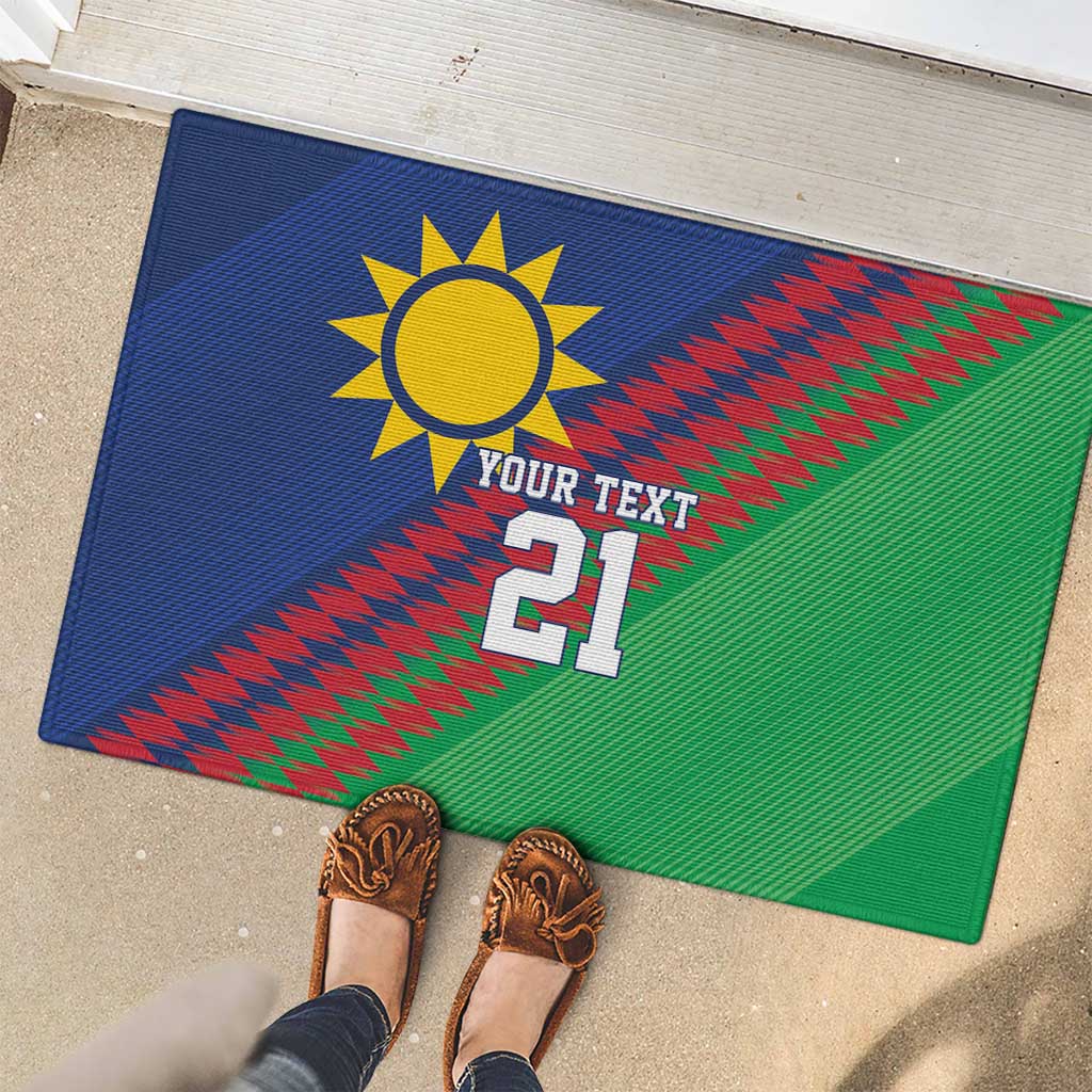 Namibia Cricket Custom Rubber Doormat Namibian Sporty Pattern Flag Motif - Wonder Print Shop